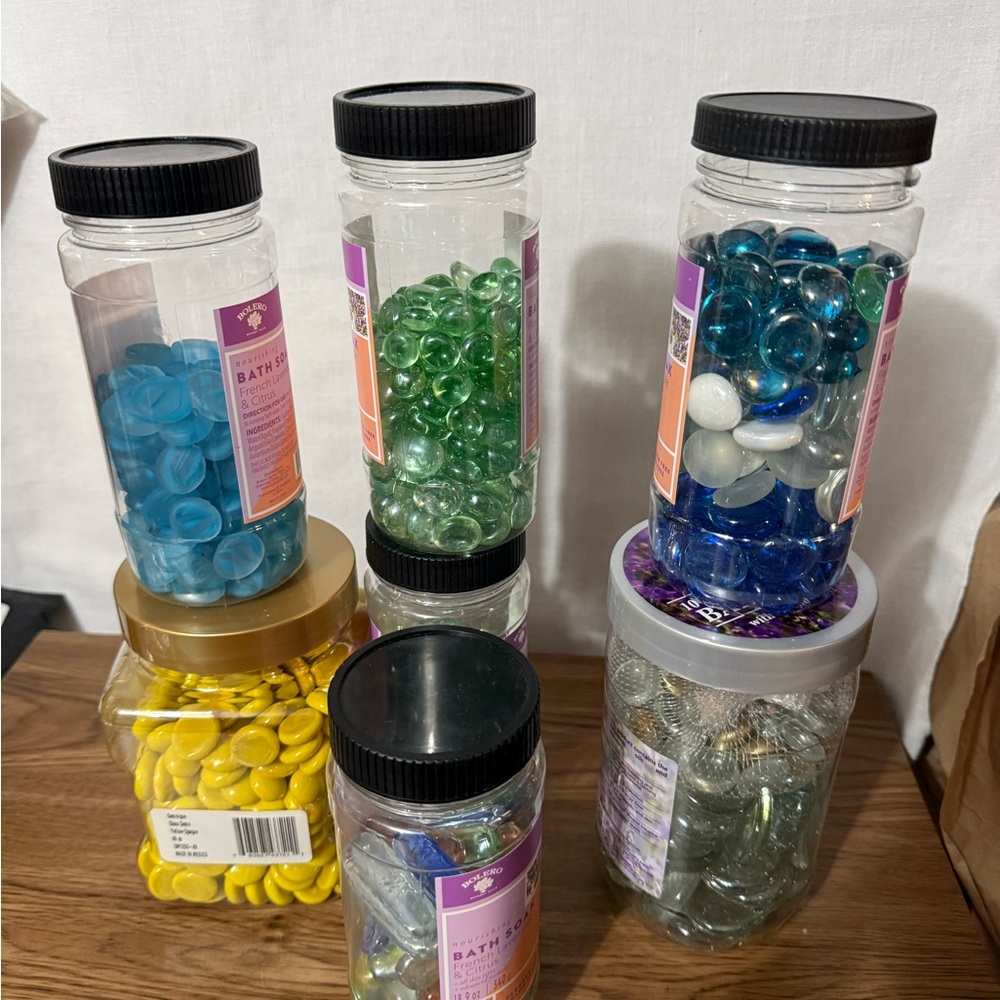 Glass Gems & Vase Fillers - Blue, Green, Yellow, White